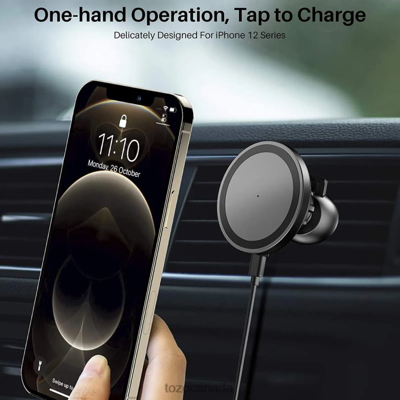 Accessory TOZO W8 Wireless Car Charger Black D8244126
