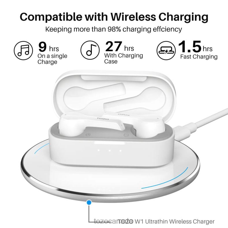 Headphones TOZO T9 White D824452